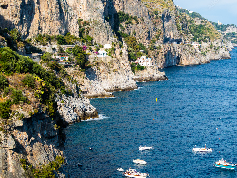 View of Furire at Amalfi, Unesco World Heritage Site,, Costiera Amalfitana, Sorrento Peninsula, Amalfi Coast, Campania, Italy