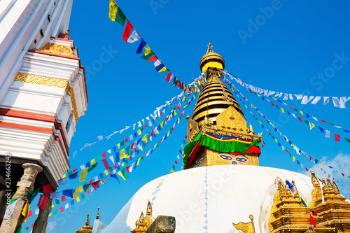 Stupa in Swayambhunath Temple in Kathmandu, Nepal