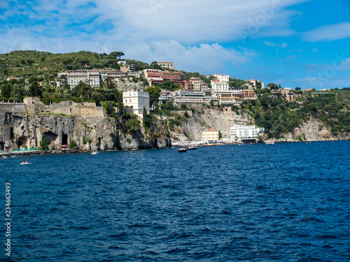Cliff with hotels, Sorrento, Gulf of Naples, Campania, Italy