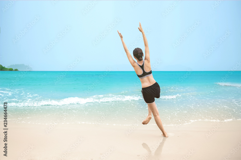 failed of yoga excercise in the morning on the sandy beach failed of yoga excercise in the morning on the sandy beach