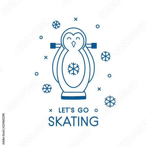 Ice skating penguin learning assistance ice rink children