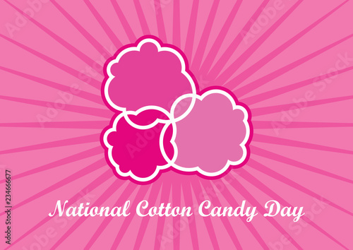 National Cotton Candy Day vector. Pink cotton candy on a pink background. Abstract candyflos vector. American Food & Beverage Holiday
