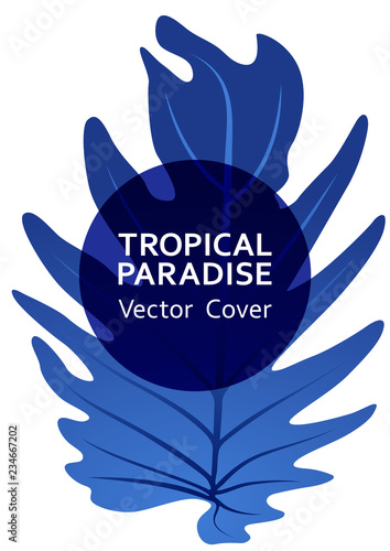 Tropical paradise leaf vector cover layout.