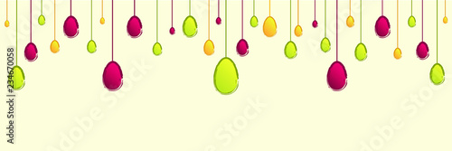 Ostern, bunte Ostereier hängen von der Decke, Banner