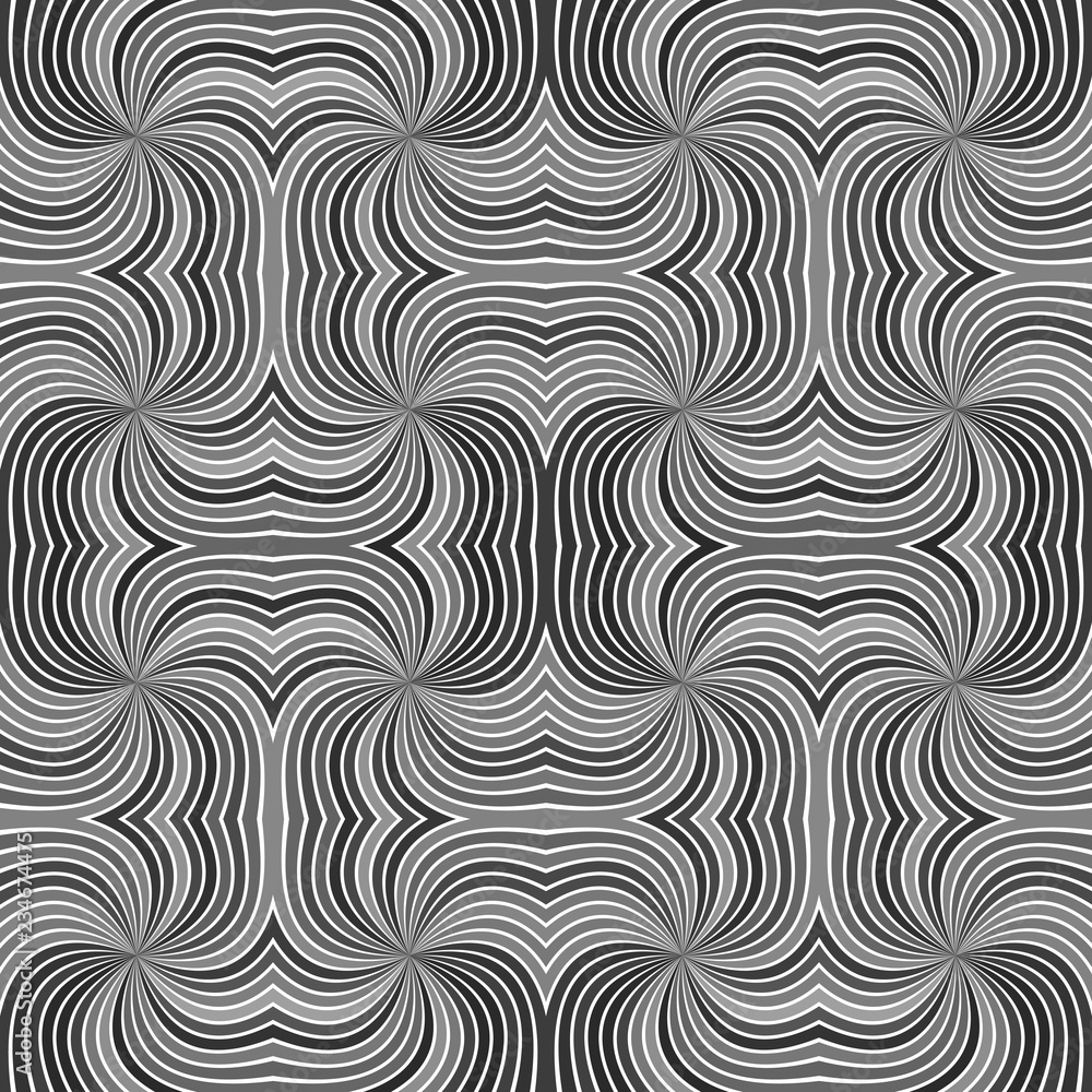 Grey seamless hypnotic abstract spiral ray stripe pattern background - vector graphic