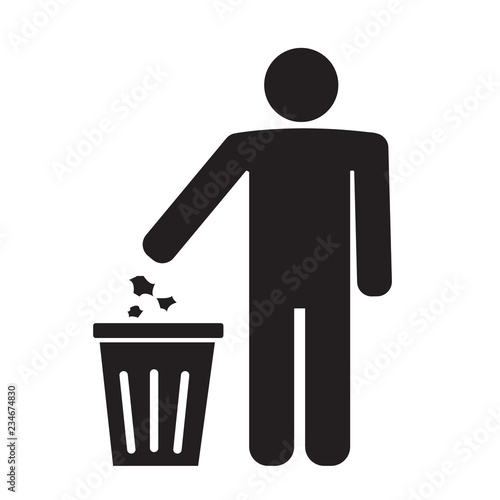 Dispose of garbage into the bin. Please don't litter sign.	