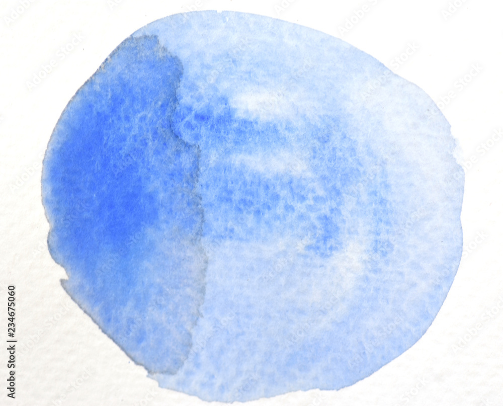 Blue circle watercolor background on white Blue circle watercolor background on white
