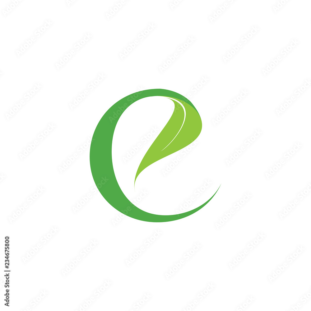 e letter with leaf logo letter design Stock Vector | Adobe Stock
