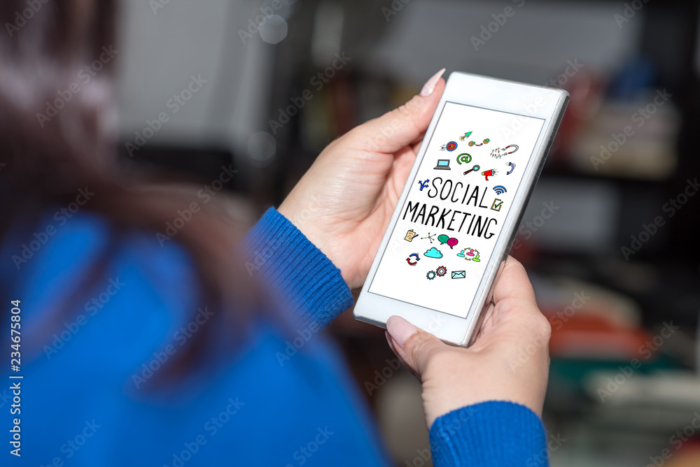 Social marketing concept on a smartphone
