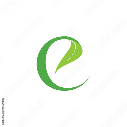 e letter with leaf logo letter design
