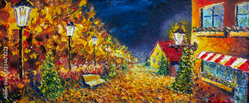 Summer rural landscape, oil painting on canvas modern impressionism