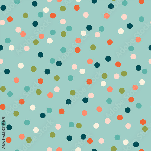 Colorful festive confetti vector pattern, seamless repeat design. Trendy minimal style. Great for fabrics, greeting cards, wallpapers, gift wrapping paper, web page backgrounds, surfaces etc.