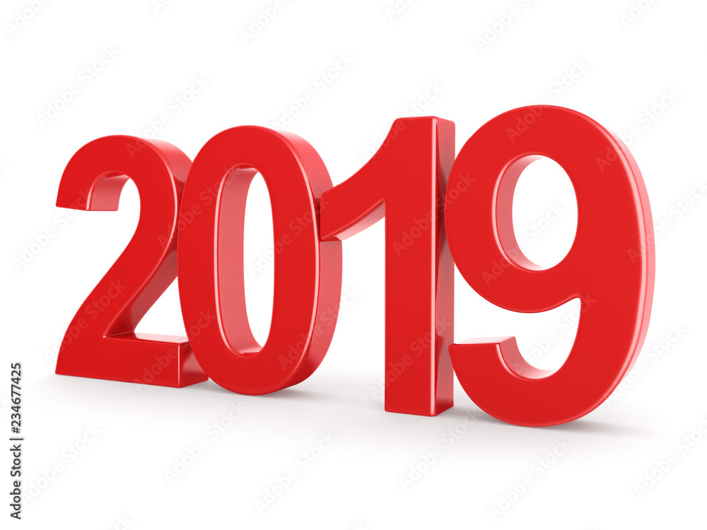 3D rendering 2019 New Year red digits 3D rendering 2019 New Year red digits
