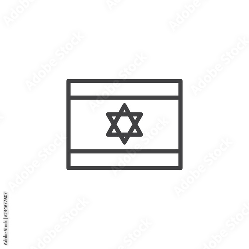 Israel flag outline icon. linear style sign for mobile concept and web design. David star flag simple line vector icon. Judaism symbol, logo illustration. Pixel perfect vector graphics