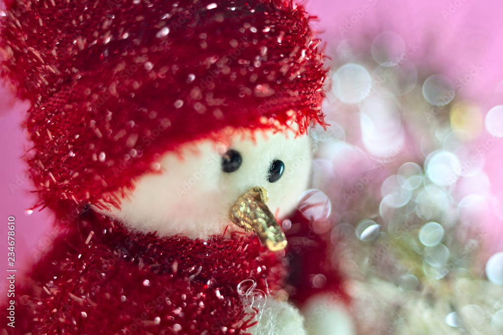 Obraz premium Christmas background with red and white blue bright starry theme. With presents, decorations and tinsel. Please see my extensive range of Christmas images.