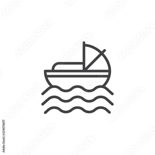 Baby Moses in River outline icon. linear style sign for mobile concept and web design. Baby Moses Basket simple line vector icon. Symbol, logo illustration. Pixel perfect vector graphics