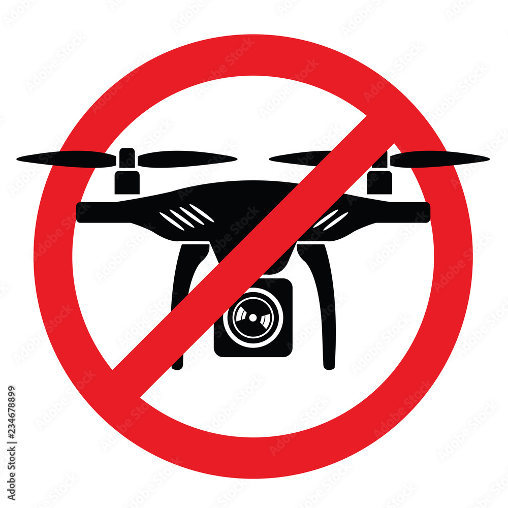 No drone zone sign. No drones icon vector. Flights with drone prohibited.  Stock Vector | Adobe Stock