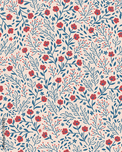 Clean vintage floral pattern, seamless vector repeat, seamless repeat. Trendy graphic clean style.