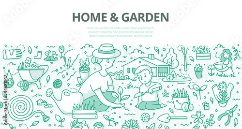 Home & Garden Doodle Concept