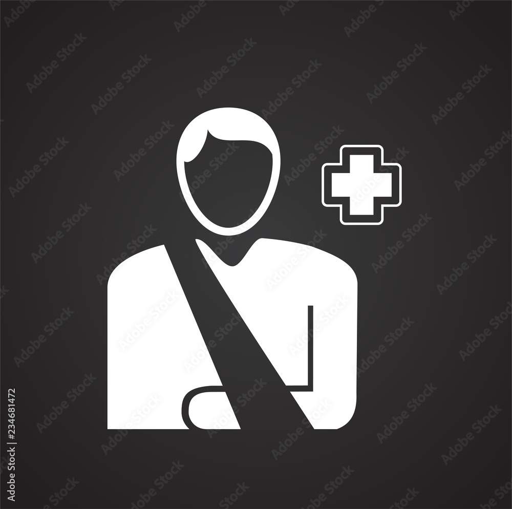 Bone fracture on black background icon Bone fracture on black background icon
