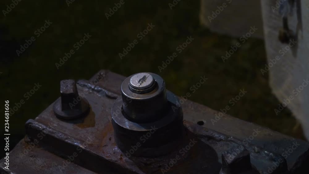 Production of antique coin during a reenactment at Breno (Italy) on August 12, 2018. Production of antique coin during a reenactment at Breno (Italy) on August 12, 2018.