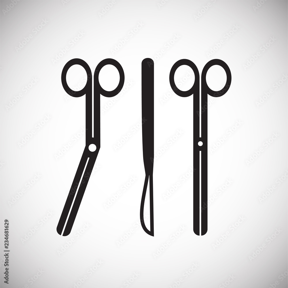Surgical instruments on white background icons Surgical instruments on white background icons