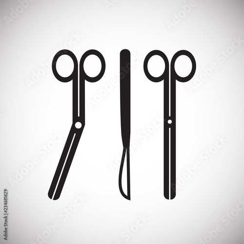 Surgical instruments on white background icons