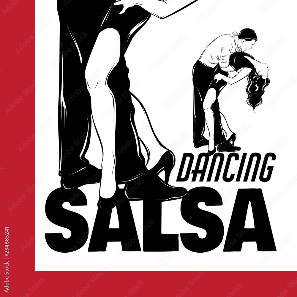 Dancing salsa. Vector hand drawn illustration of passionate dancers.