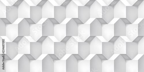 Fototapeta Naklejka Na Ścianę i Meble -  Volume realistic vector cubes texture, light geometric seamless pattern, design white background for you projects 