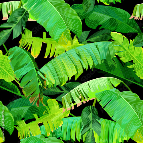 Seamless tropical pattern with banana leaves
