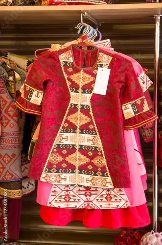 Colorful children's dresses with Armenian national motifs