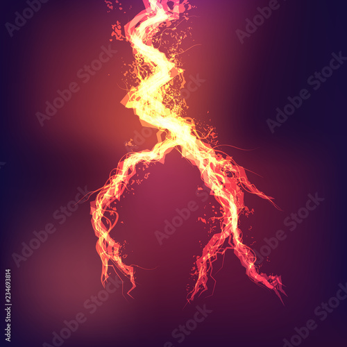 lightning form technology background; red curve laser in technology theme