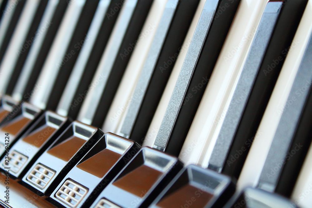 Accordion Keys Close-up. Background. Texture.