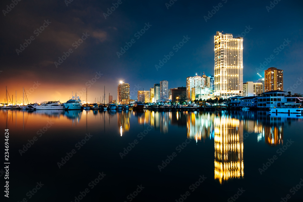 Skyline of Manila City and Manila Bay, Philippines
