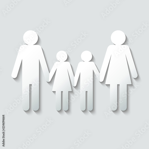 Family Dad Girl Boy Mom Paper Silhouette