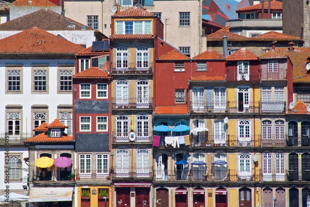 Historic buildings still standing in old Porto in Portugal