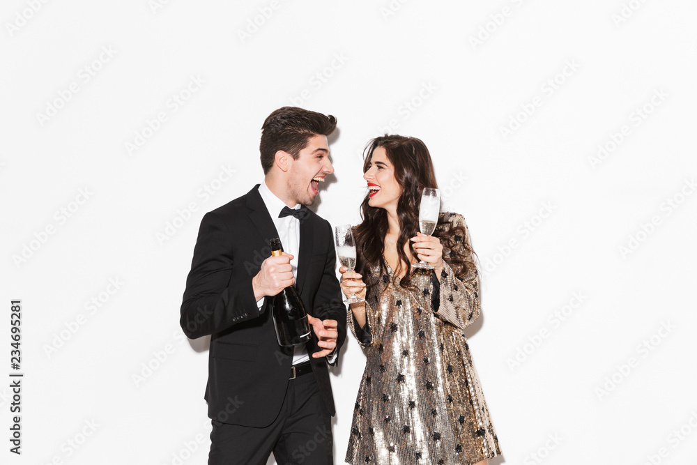 Cheerful young smartly dressed celebrating Cheerful young smartly dressed celebrating