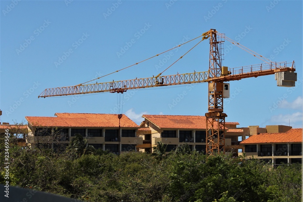 Crane Working on Building Construction, Varadero, Cuba