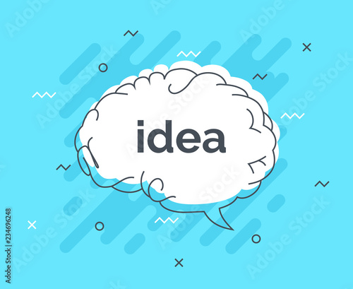 Quick Tips badge with speech bubble idea brain. Trendy flat vector on white background. Smart concept vector illustration.