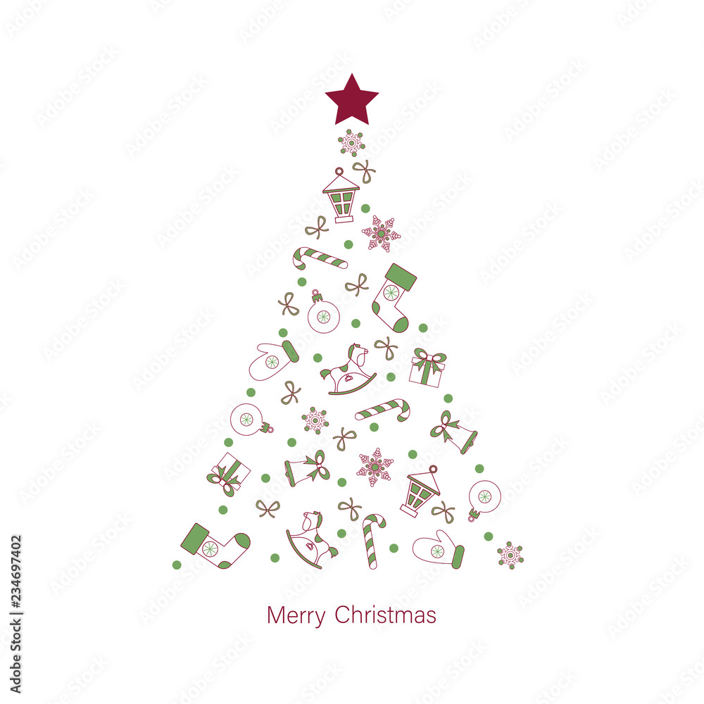 Merry Christmas greeting card with abstract Christmas tree. Merry Christmas greeting card with abstract Christmas tree.