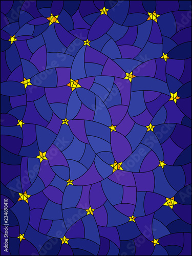Illustration in stained glass style with abstract starry sky