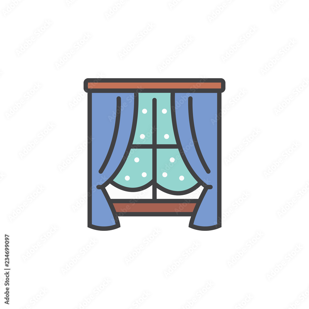 Winter window icon in flat style isolated on white background. Winter window icon in flat style isolated on white background.