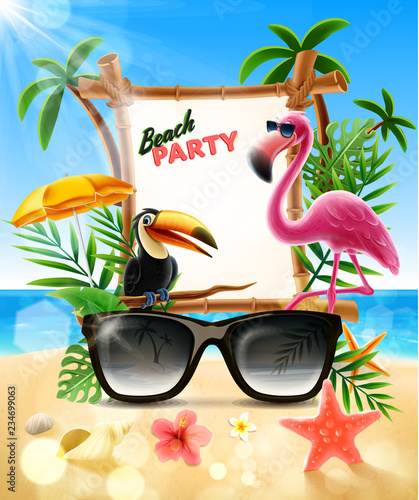 summer illustration with birds