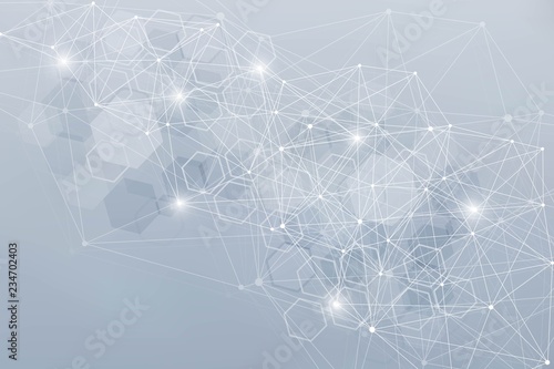 Big Data Visualization Background. Modern futuristic virtual abstract background. Science network pattern, connecting lines and dots. Global network connection vector.
