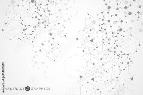 Structure molecule and communication. Dna, atom, neurons. Scientific concept for your design. Connected lines with dots. Medical, technology, chemistry, science background. Vector illustration.