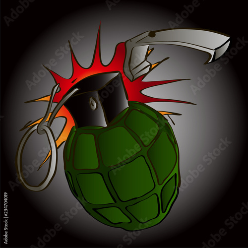 Vector image of an army manual grenade. Vector
