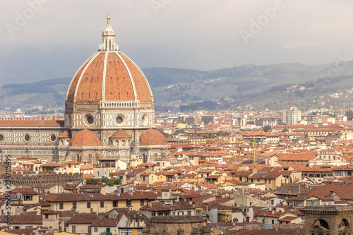 Basilica di Santa Maria del Fiore. Basilica of Saint Mary of the Flower in Florence  Italy. Florence Duomo. Main landmarks in Florence