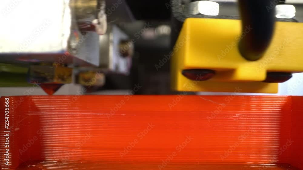 Close up of 3d printer head. 3D printer working close up. Close up of 3d printer head. 3D printer working close up.