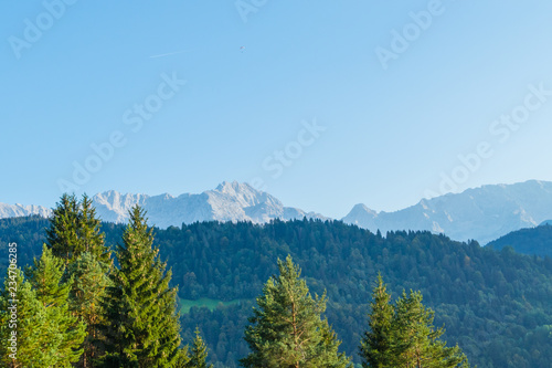 Grüne Wiese in den Alpen