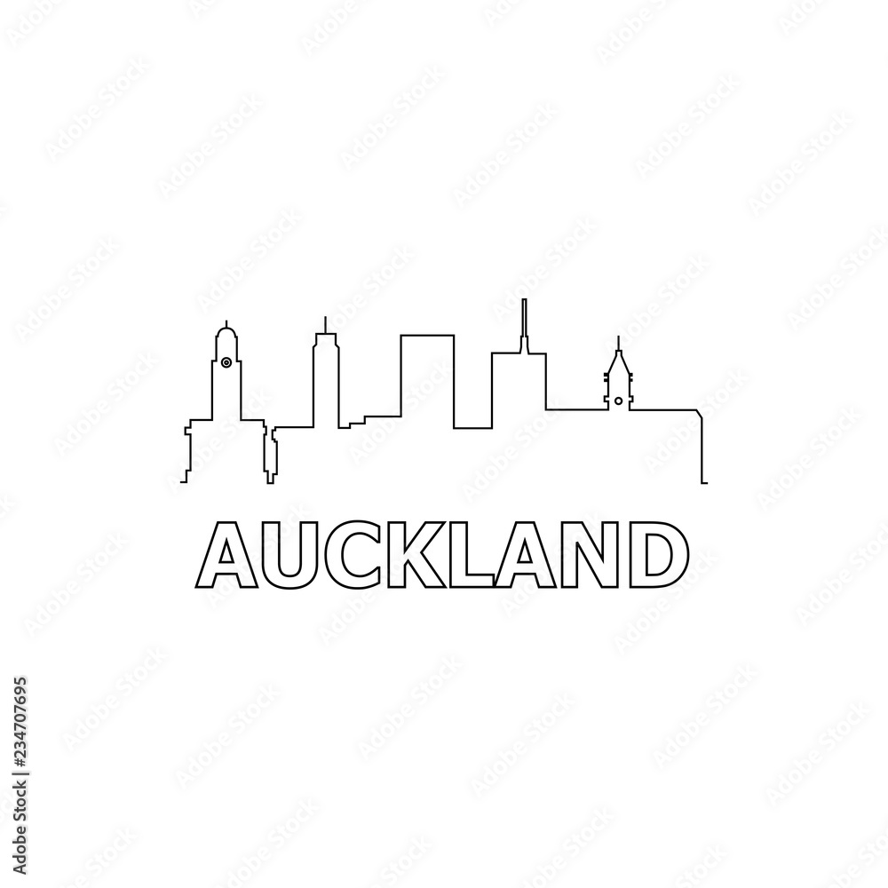Auckland skyline and landmarks silhouette black vector icon. Auckland panorama. New Zealand Auckland skyline and landmarks silhouette black vector icon. Auckland panorama. New Zealand